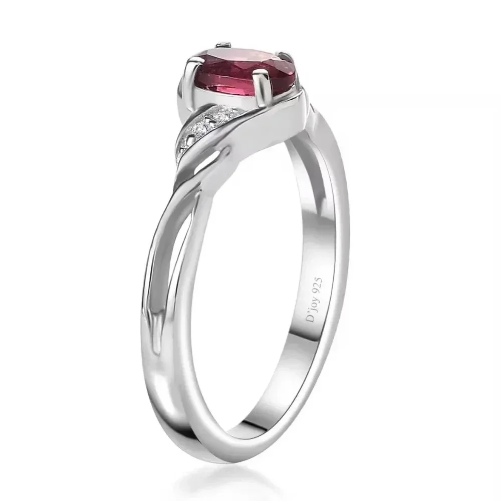 Ofiki Rubellite Diamond Ring (Size 9.0), Pendant Necklace (20 Inches) in 925